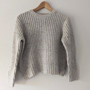 A New Day Chunky Knit Crew Neck Sweater in Cream & Gold Sparkle Size L